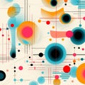 Colorful Geometric Abstract Pattern With Mechanized Forms