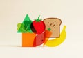 Colorful geometric abstraction featuring simplified food illustrations Royalty Free Stock Photo