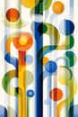 Colorful geometric abstraction of overlapping circular and linear shapes creating vibrant harmony in a modern artistic style wi