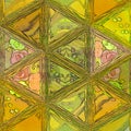 Colorful Geometric Art Background. Cracked or Broken Glass. Yellow abstract geometric background. Polygon shapes backdrop. Royalty Free Stock Photo