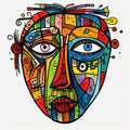 Colorful Geometric Art Portrait: Eccentric Outsider Art Doodle