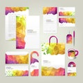 Colorful geometric background corporate identity design set