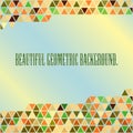 Colorful geometric background of triangles in a warm orange-green gamut, on a light yellow-blue gradient background Royalty Free Stock Photo
