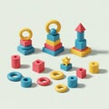 Colorful geometric blocks are arranged on Royalty Free Stock Photo