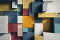 Colorful geometric blocks create a modern abstract pattern on a textured surface Royalty Free Stock Photo