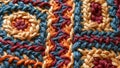 Colorful geometric crochet pattern with intricate yarn weaving Royalty Free Stock Photo