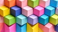 Colorful geometric cube pattern, abstract background, modern design, vibrant colors, artistic. Royalty Free Stock Photo