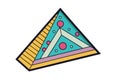 Colorful geometric elements in Memphis style with dynamic triangles, stripes, and circles, perfect for creating trendy and playful