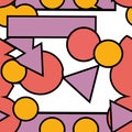 Colorful geometric elements pattern make in memphis flat style. Royalty Free Stock Photo