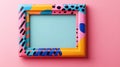 Colorful geometric frame on a pink background. Royalty Free Stock Photo