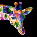 Colorful geometric giraffe pop art portrait