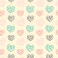 Colorful Geometric Heart Seamless Pattern on Beige. Royalty Free Stock Photo