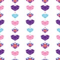 Colorful geometric hearts seamless pattern.