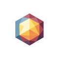 Colorful Geometric Hexagon Shape with Triangles and Polygonal Facets Abstract Design Royalty Free Stock Photo