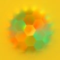 Colorful geometric hexagon shapes background. Modern computer artistry. Geometry effect. Blurry color spectrum. Composition.