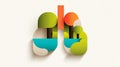Colorful geometric lungs design with nature-inspired elements Royalty Free Stock Photo