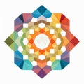 Colorful Geometric Mandala Flower: Minimalist Illustrator Design Royalty Free Stock Photo