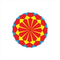 Colorful Geometric Mandala Pattern in Red Yellow and Blue on White Background Royalty Free Stock Photo