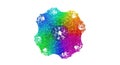 Colorful geometric network of interconnected lines forming a spherical structure Royalty Free Stock Photo