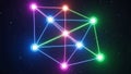 Each node glows in vibrant neon colors including pink red blue and green Royalty Free Stock Photo