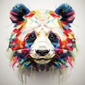 Colorful Geometric Panda: A Fusion Of Abstract Shapes And Explosive Wildlife