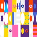 A colorful geometric pattern design featuring dynamic shapes and clean lines in an abstract style. Ideal as a modern background fo Royalty Free Stock Photo