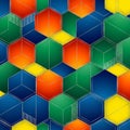 Colorful geometric pattern featuring interlocking hexagons and cubes Royalty Free Stock Photo