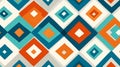 Colorful geometric pattern featuring overlapping diamonds in shades of blue, orange, and white, creating a vibrant and modern Royalty Free Stock Photo