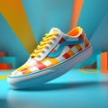 Colorful Geometric Pattern Old Skool Sneakers With Retro Vibe Royalty Free Stock Photo