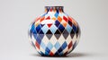 Colorful Geometric Pattern Vase Bold Chromaticity And Cubist Faceting