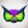 Colorful geometric polygon the head of a owl. Abstract symbol of a bird. Vector