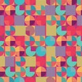 Colorful geometric seamless pattern with circles and squares