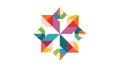 A colorful geometric shape with multiple triangles and vibrant colors on a white background Royalty Free Stock Photo