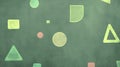 Abstract Green Chalkboard Background with Pastel Geometric Shapes Royalty Free Stock Photo