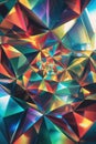 Colorful geometric shapes create a captivating spiral pattern, showcasing a stunning arrangement of light and color. The