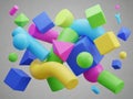 Colorful geometric shapes in 3d Royalty Free Stock Photo