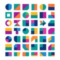 Colorful geometric shapes in grid pattern flat abstract background Royalty Free Stock Photo