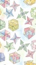 Colorful Geometric Shapes and Polyhedrons Pattern Royalty Free Stock Photo