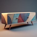 Colorful Geometric Sideboard With Three Drawers