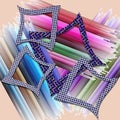 colorful geometric silk scarf design