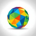 Colorful geometric sphere with triangular facets on a white background Royalty Free Stock Photo