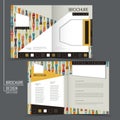 Colorful geometric style half-fold brochure template