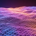 Colorful geometric wave pattern formed by interlocking triangular mesh lines.