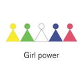 Colorful geometric women figures. girl power concept. nationalities.