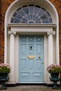 Colorful georgian doors in Dublin, Ireland. Historic doors in different colors painted as protest against English King Royalty Free Stock Photo