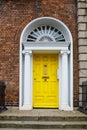 Colorful georgian doors in Dublin, Ireland. Historic doors in different colors painted as protest against English King Royalty Free Stock Photo