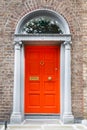 Colorful georgian doors in Dublin, Ireland. Historic doors in different colors painted as protest against English King Royalty Free Stock Photo