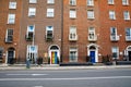 Colorful georgian doors in Dublin, Ireland. Historic doors in different colors painted as protest against English King Royalty Free Stock Photo