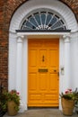 Colorful georgian doors in Dublin, Ireland. Historic doors in different colors painted as protest against English King Royalty Free Stock Photo