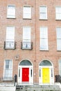 Colorful Georgian doors in Dublin (red,yellow) Royalty Free Stock Photo